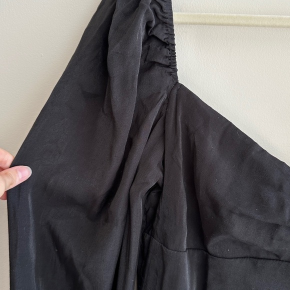 PrettyLittleThing Plus Black Shimmer Ruched Detail Puff Sleeve Bodycon Dress,NWT - Picture 10 of 16